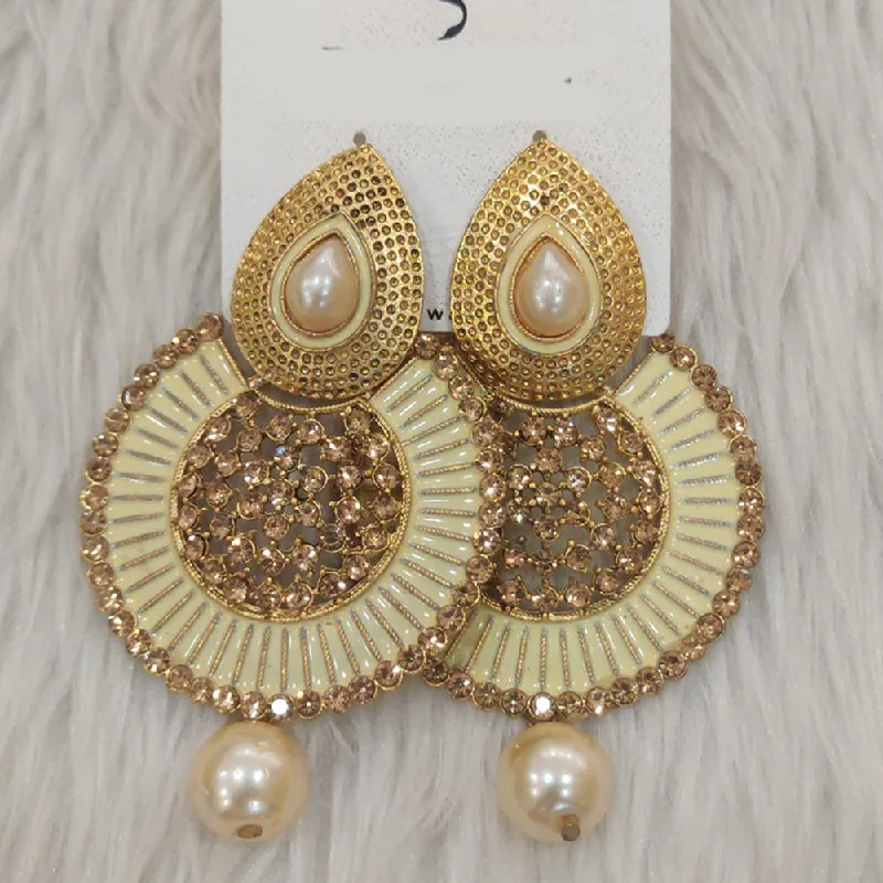 women’s oval earrings-Dhwani Gold Plated Austrian Stone Dangler Earrings