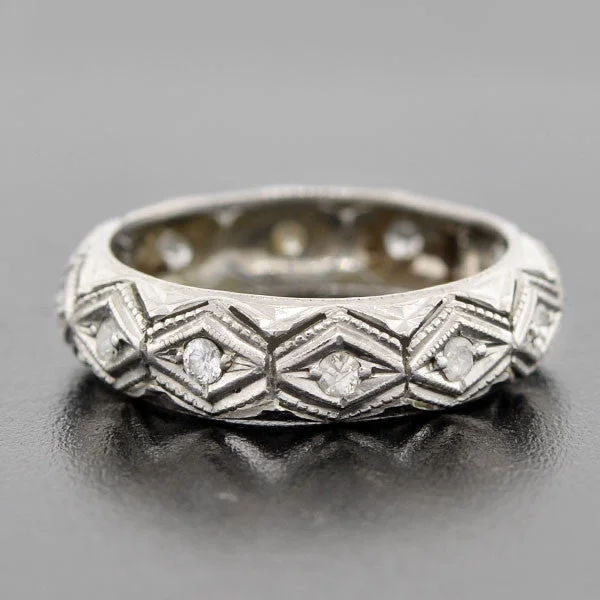 women’s diamond bangles-Late Art Deco Platinum & Diamond Eternity Band 0.45ct