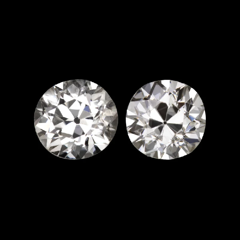 women’s long drop earrings-0.54ct OLD EUROPEAN CUT H-I VS2-SI2 DIAMOND MATCHING PAIR STUD EARRINGS VINTAGE