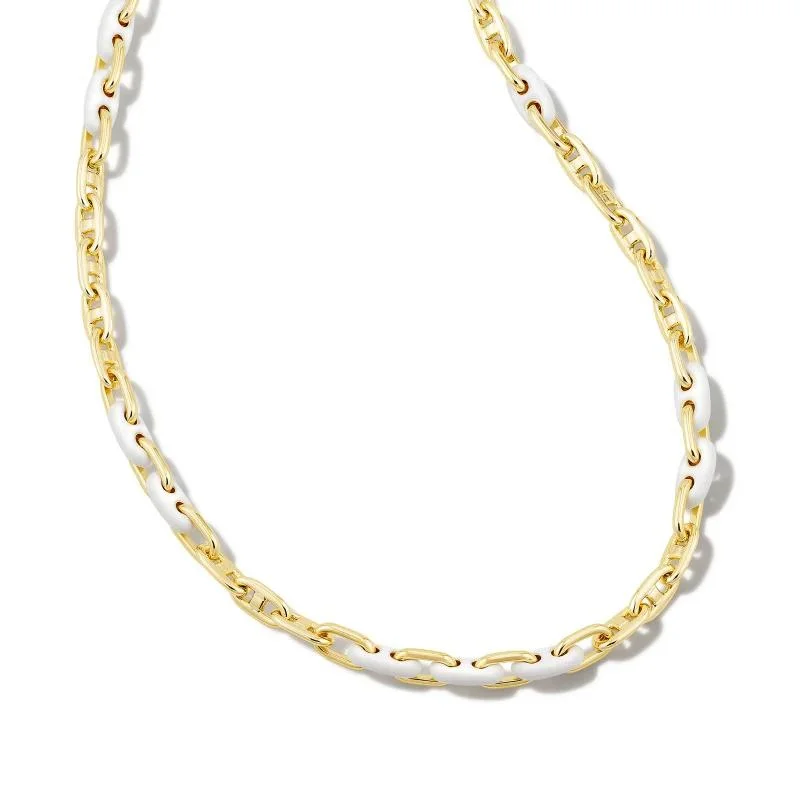 women’s stackable bangles-Kendra Scott | Bailey Gold Chain Necklace in White Mix