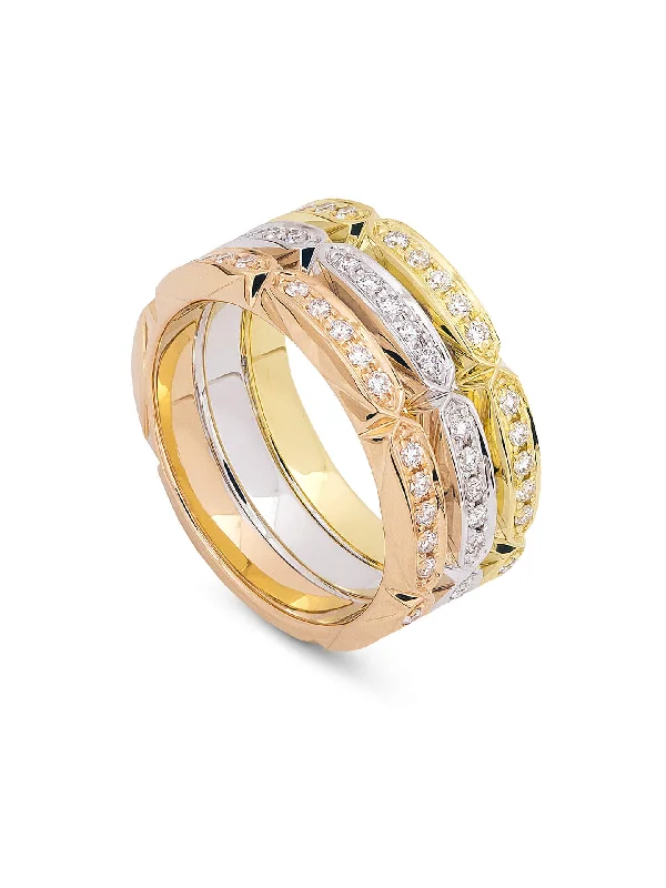 women’s statement engagement rings-Jazz Tri-Colour Diamond Ring