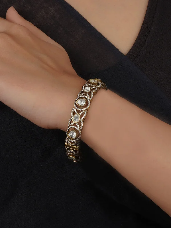 women’s engraved silver bracelets-White Color Faux Diamond Bangle - CZBANGLE54