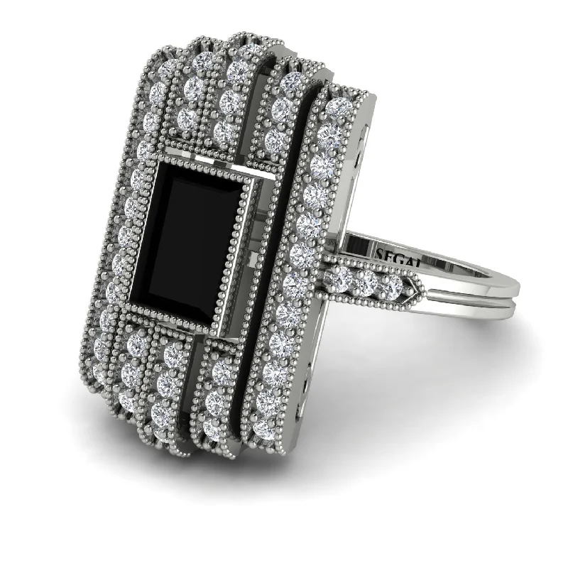 women’s geometric engagement rings-Unmatched Style Gold Baguette Black Diamond Ring - Jean No. 9