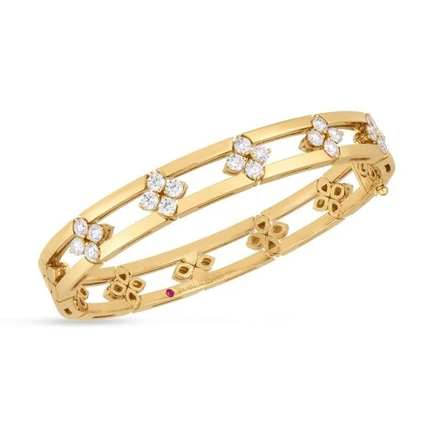 women’s gemstone bangles-18K YELLOW GOLD LOVE IN VERONA DIAMOND OPEN FRAME BANGLE