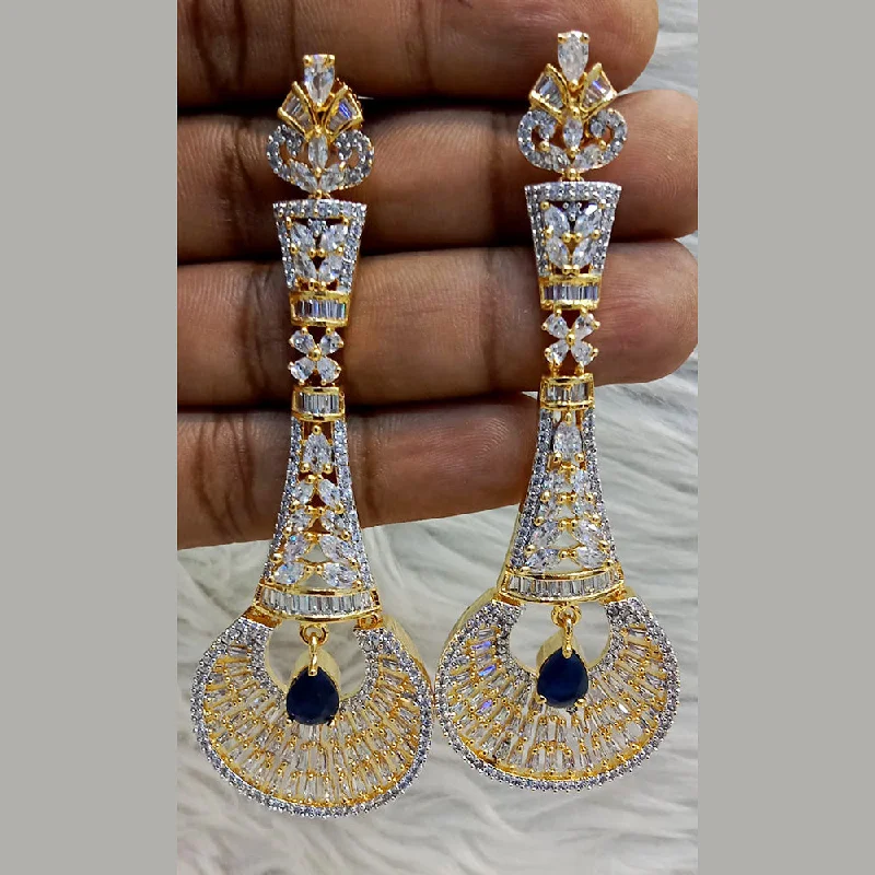 women’s fashion earrings-Jain Jewellers Gold Plated AD Dangler Earrings