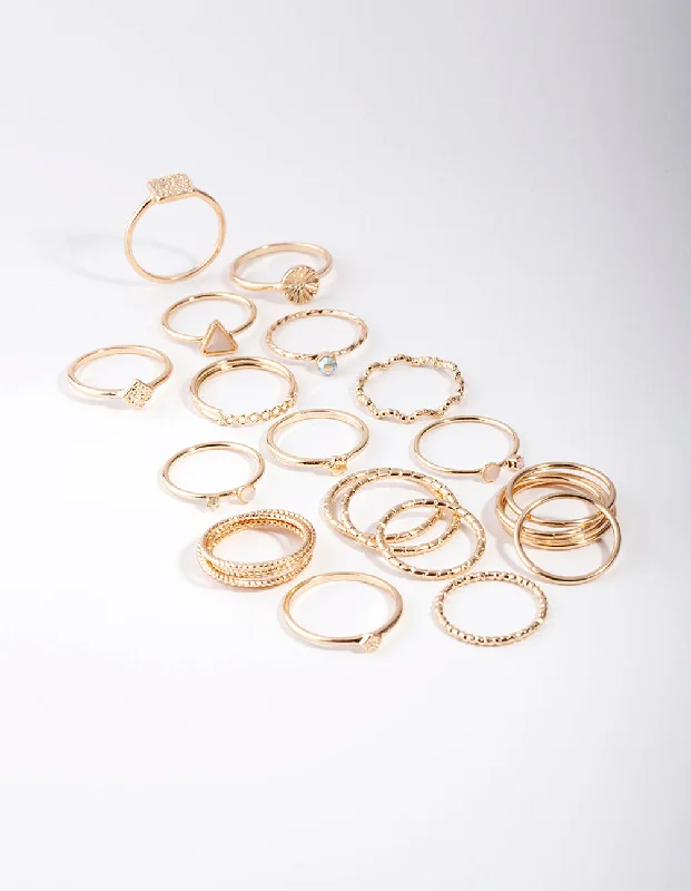 women’s matching rings-Gold Diamond Cut Ring 26-Pack