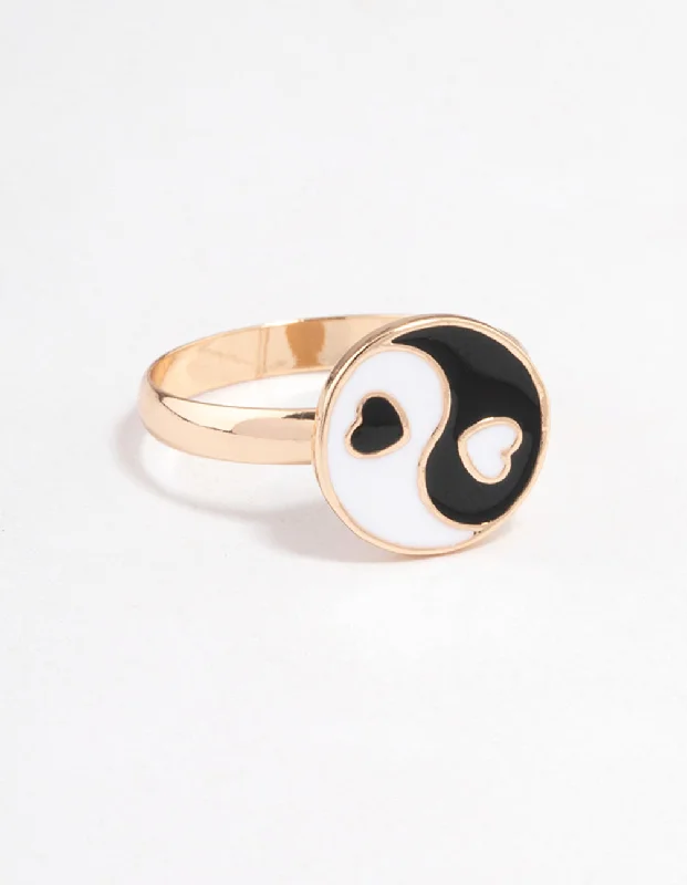 women’s gemstone engagement rings-Gold Yin & Yang Ring