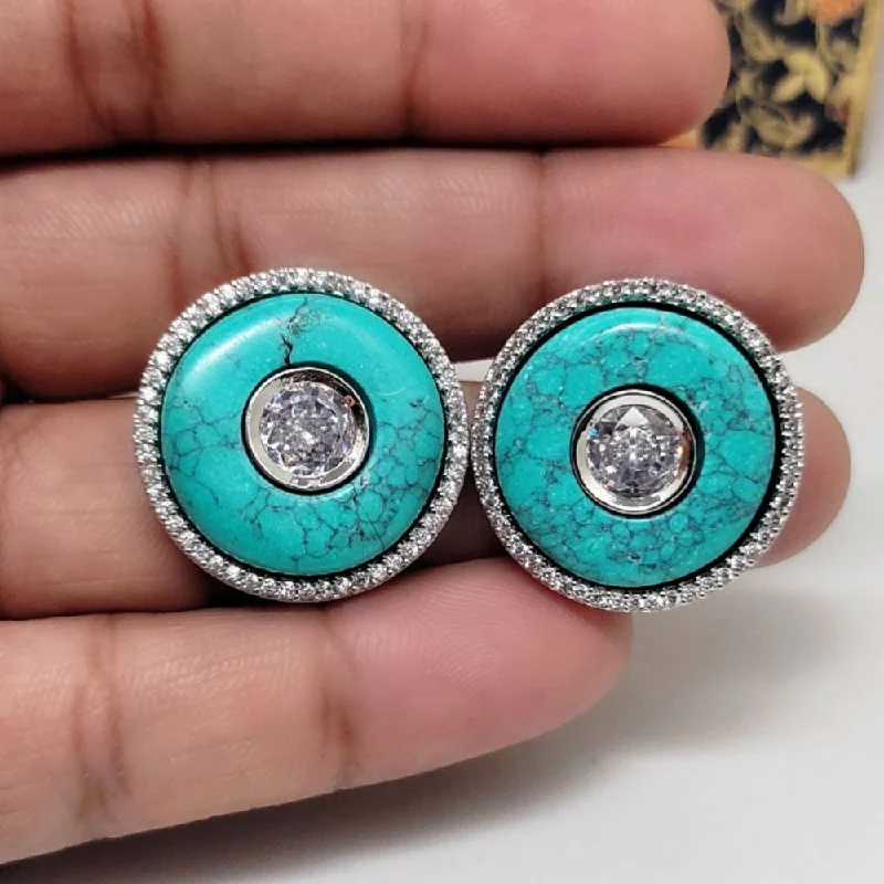 women’s double hoop earrings-Aamrapali Silver Plated AD Stud Earrings