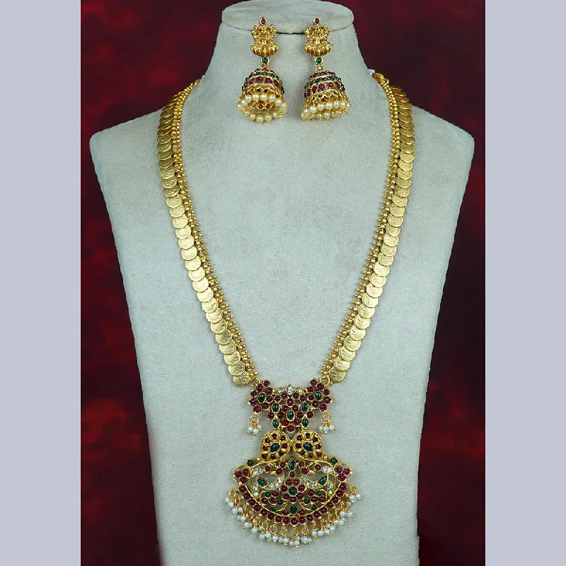 women’s trendy pendant necklaces-Diksha Collection Gold Plated Long Necklace Set