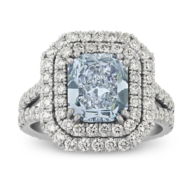 women’s forever engagement rings-Internally Flawless Light Blue Diamond Ring, 2.59 carats