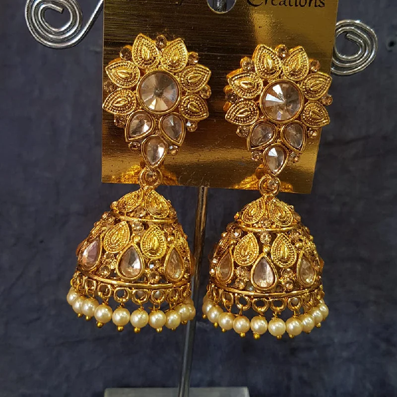 women’s halo stud earrings-Shreeji Gold Plated Crystal Stone Jhumki Earrings