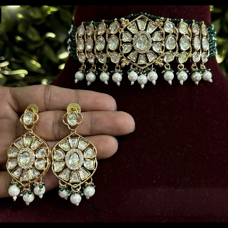 women’s tennis chain necklaces-Amoliya Jewels Pearl & Kundan Necklace Set