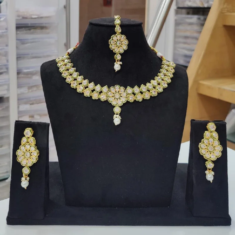 women’s colorful necklaces-Kavita Art Gold Plated Polki Kundan Choker Necklace Set