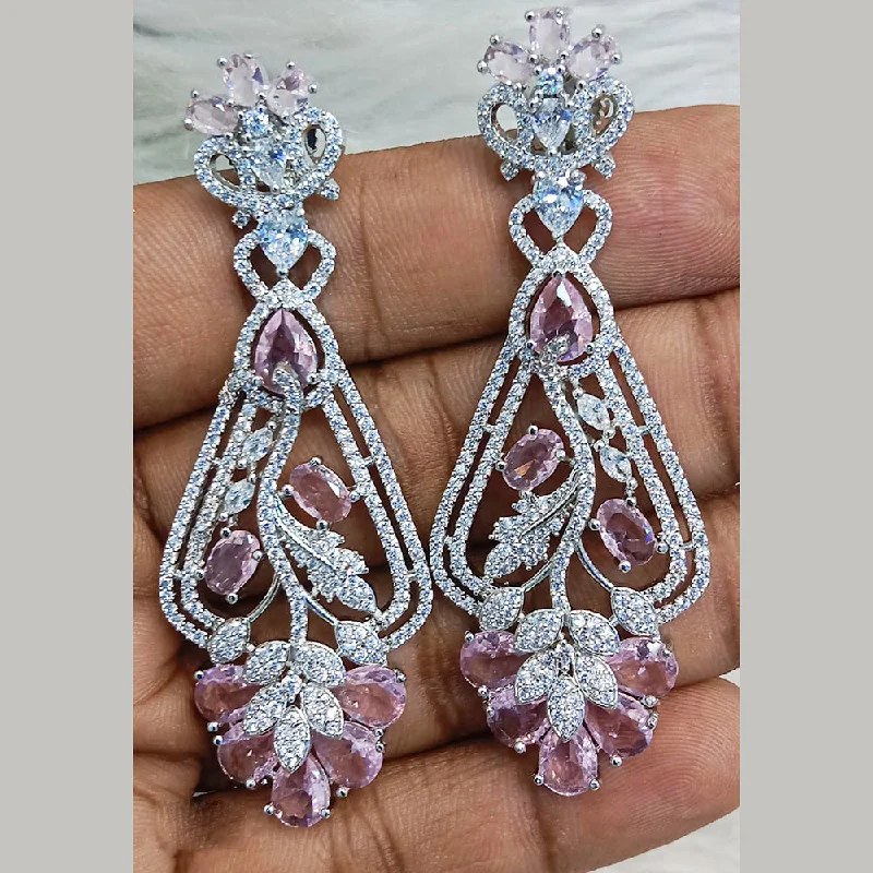 women’s fancy earrings-Jain Jewellers Silver Plated AD Dangler Earrings