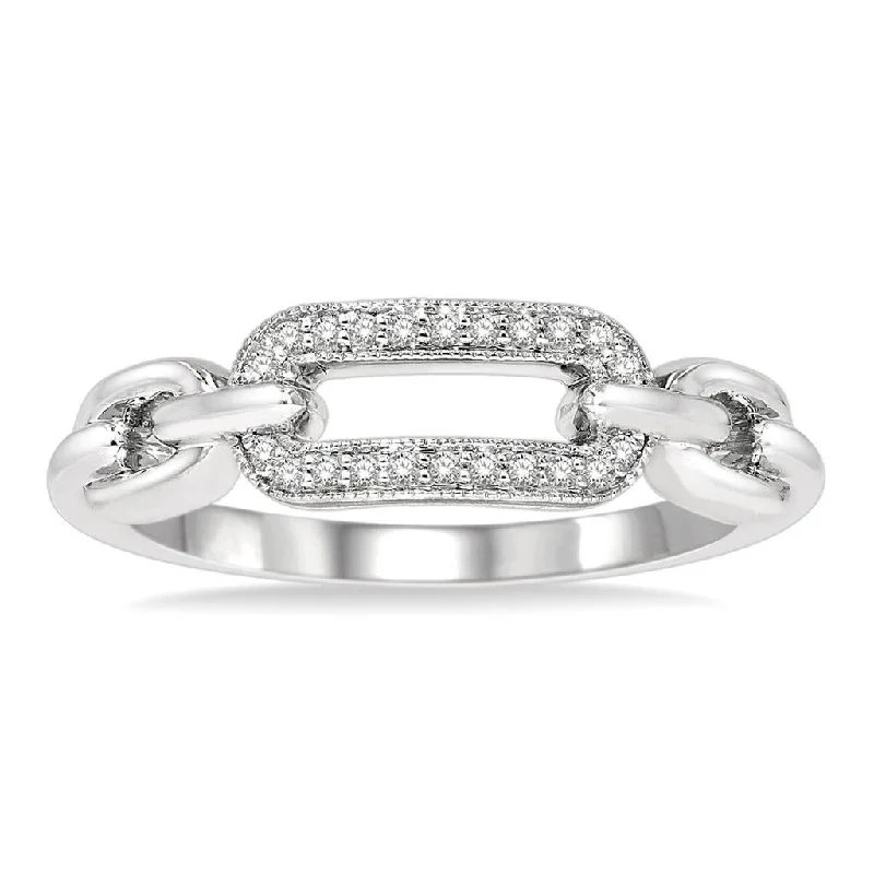 women’s bold engagement rings-Sterling Silver Paperclip Diamond Ring