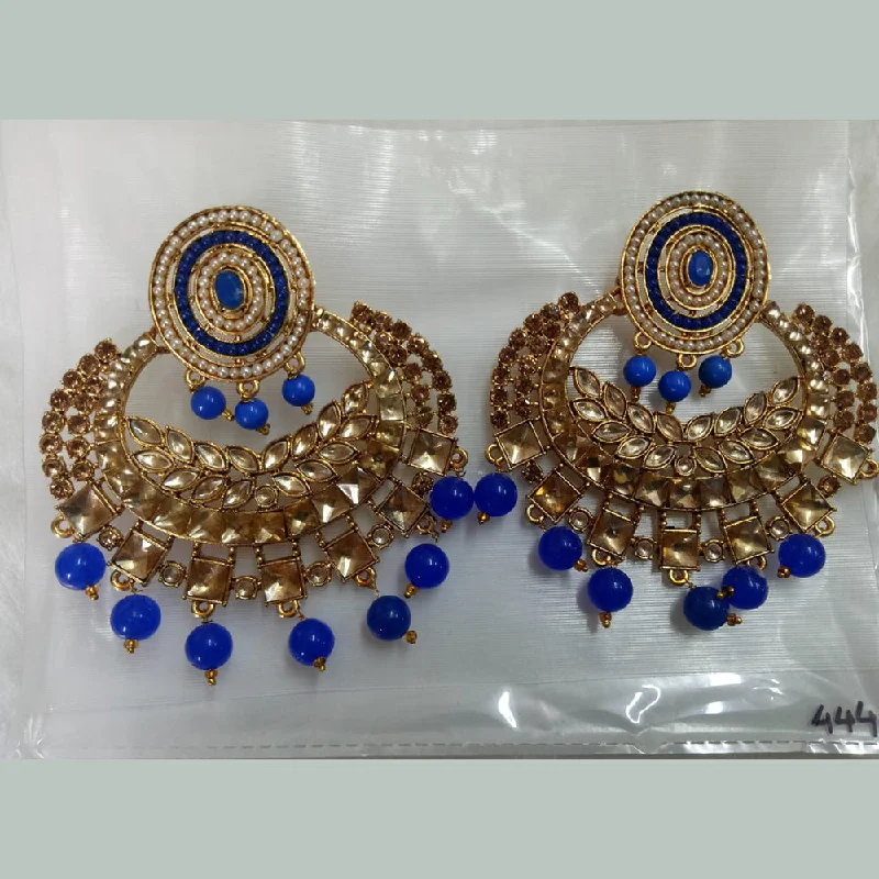 women’s long dangle earrings-Khushboo Jewellers Gold Plated Crystal Stone And Beads  Dangler Earrings