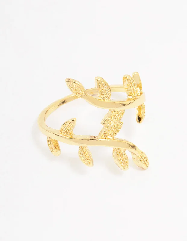 women’s matching rings-Gold Plated Vine Wrap Ring