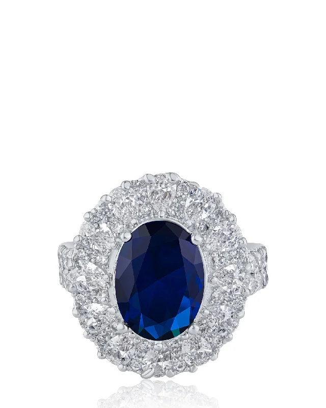 women’s engagement rings-Oval Blue Sapphire Ring