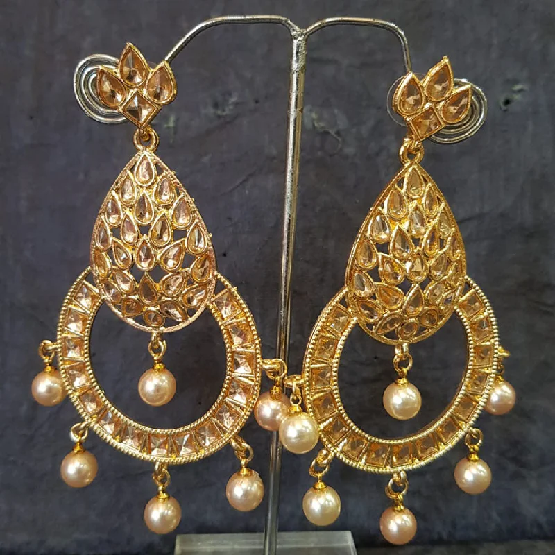 women’s rose gold earrings-Shreeji Gold Plated Crystal Stone Dangler Earrings