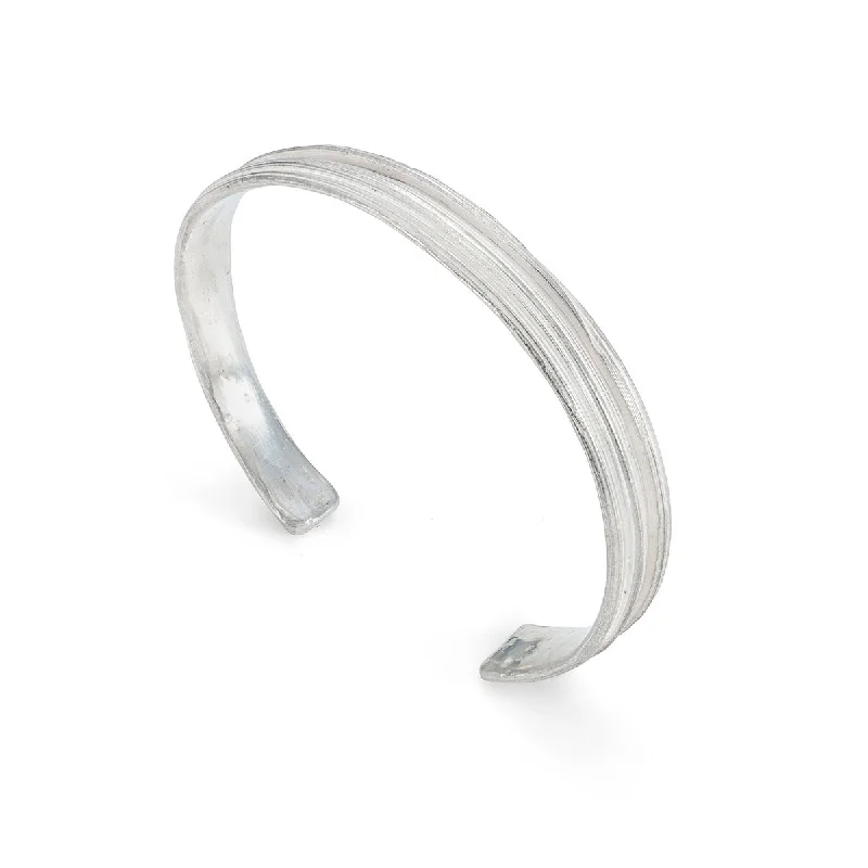 women’s tennis bracelets-Mitsuro Ripple Cuff Silver