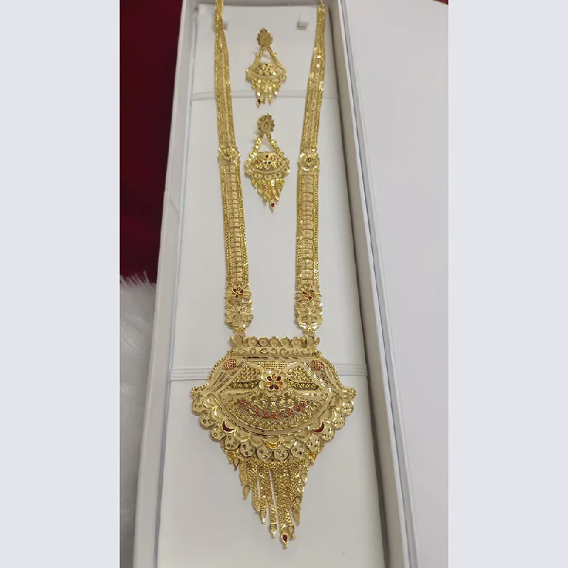 women’s long necklaces-Pari Art Jewellery Gold Forming Gold Long Necklace Set