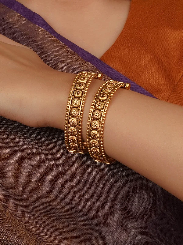 women’s stacked bangles-Gold Plated Temple Bangles - TMPBAN103