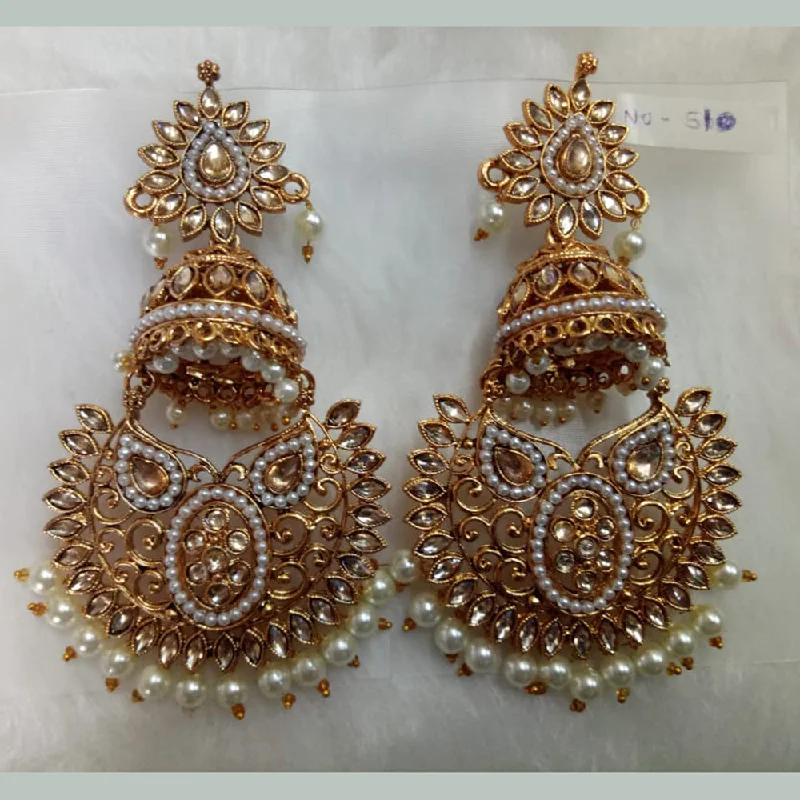 women’s pearl drop earrings-Khushboo Jewellers Gold Plated Crystal Stone And Pearl Dangler Earrings