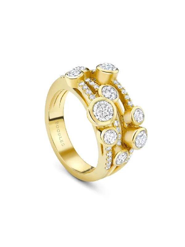 women’s custom engagement rings-Waterfall Classic Yellow Gold Diamond Ring