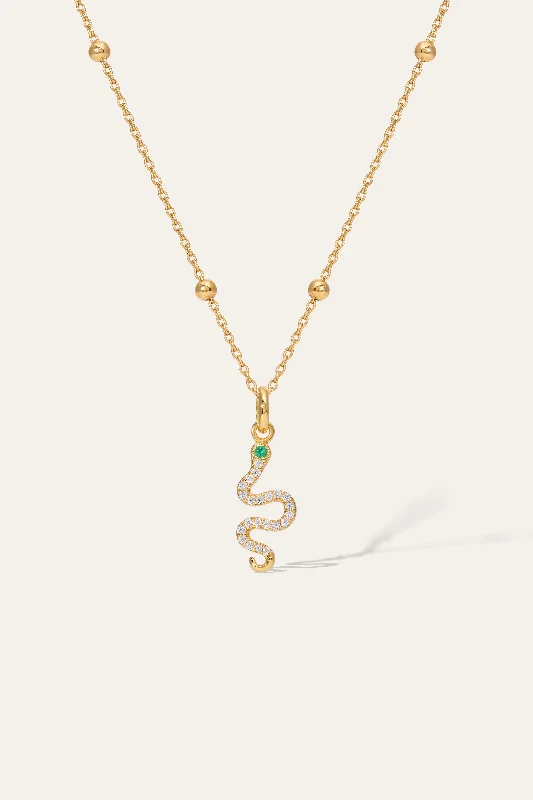 women’s simple necklaces-Snake Gold Vermeil Pave Necklace