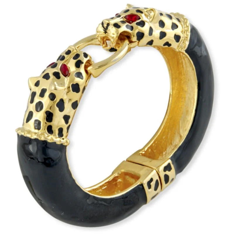 women’s crystal bracelets-Black Leopard Bangle