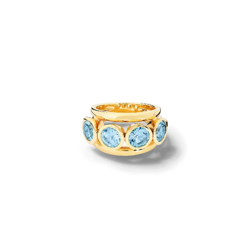 women’s birthstone rings-Aeneus Classic Ring Yellow Gold - Blue Topaz