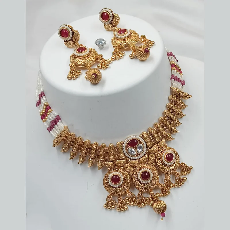 women’s personalized gold necklaces-Padmawati Bangles Gold Plated Kundan Stone Choker Necklace Set