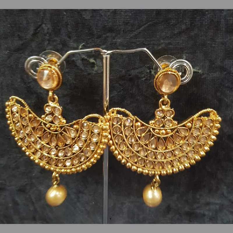 women’s crystal drop earrings-Shreeji Gold Plated Crystal Stone Dangler Earrings