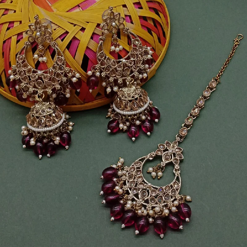 women’s elegant earrings-Sai Fashion Gold Plated Crystal Stone Jhumki Earrings With Maangtikka