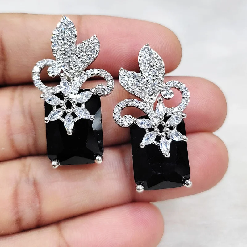 women’s sparkling earrings-Manisha Jewellery Silver Plated AD Dangler Earrings