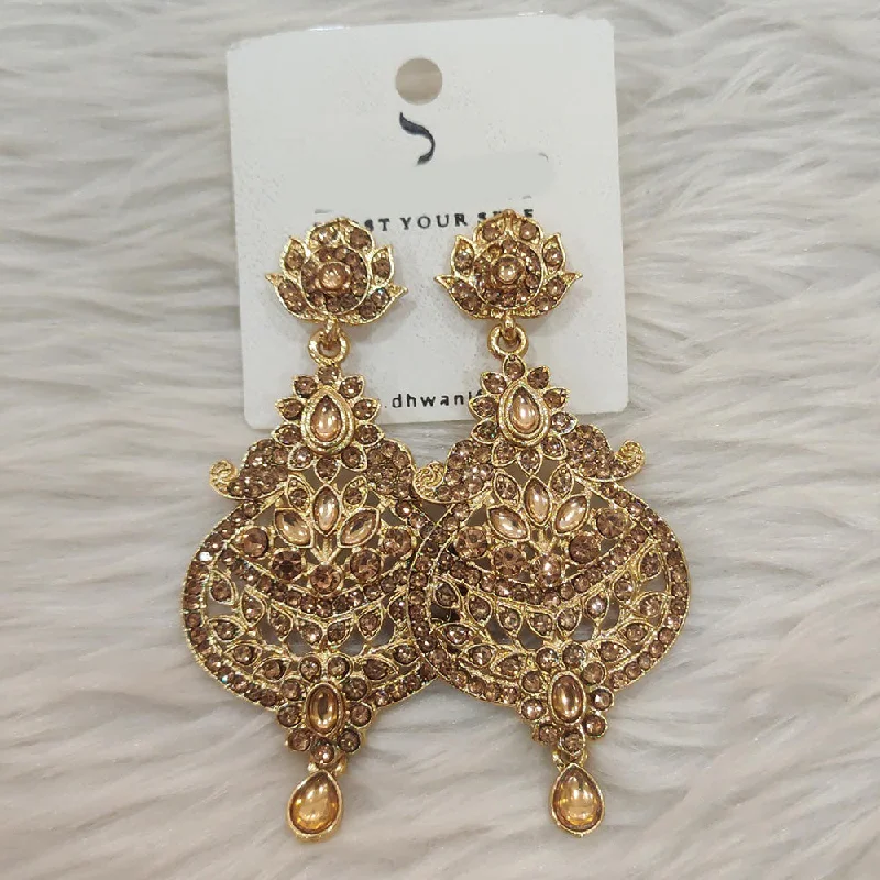 women’s gold earrings-Dhwani Gold Plated Austrian Stone Dangler Earrings