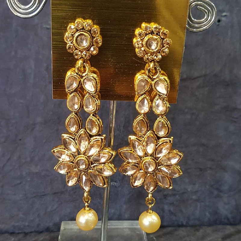 women’s wedding stud earrings-Shreeji Gold Plated Crystal Stone Dangler Earrings