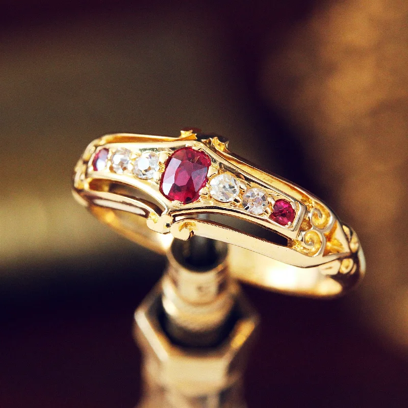 women’s marquise engagement rings-Petite Precious Date 1907 Ruby & Diamond Ring