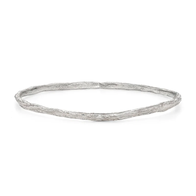 women’s sterling silver bangles-Ripple Fine Bangle Silver