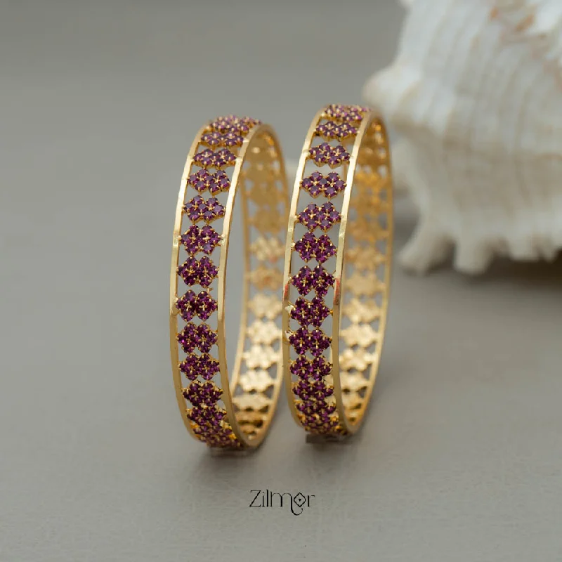 women’s gold bracelets-KF101763 - Gold Plated AD Stone Bangles