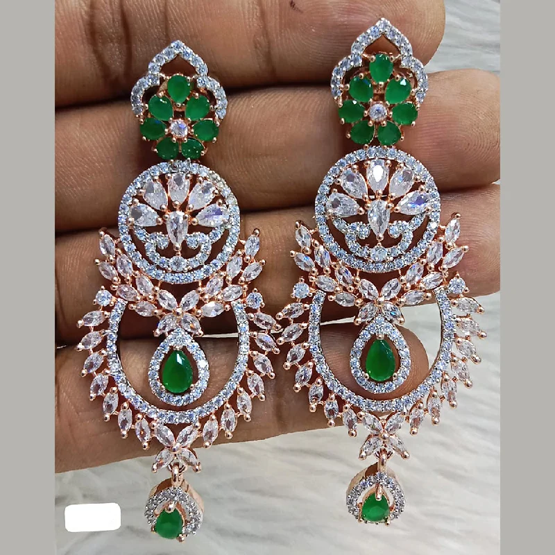 women’s emerald earrings-Jain Jewellers Rose Gold Plated AD Dangler Earrings