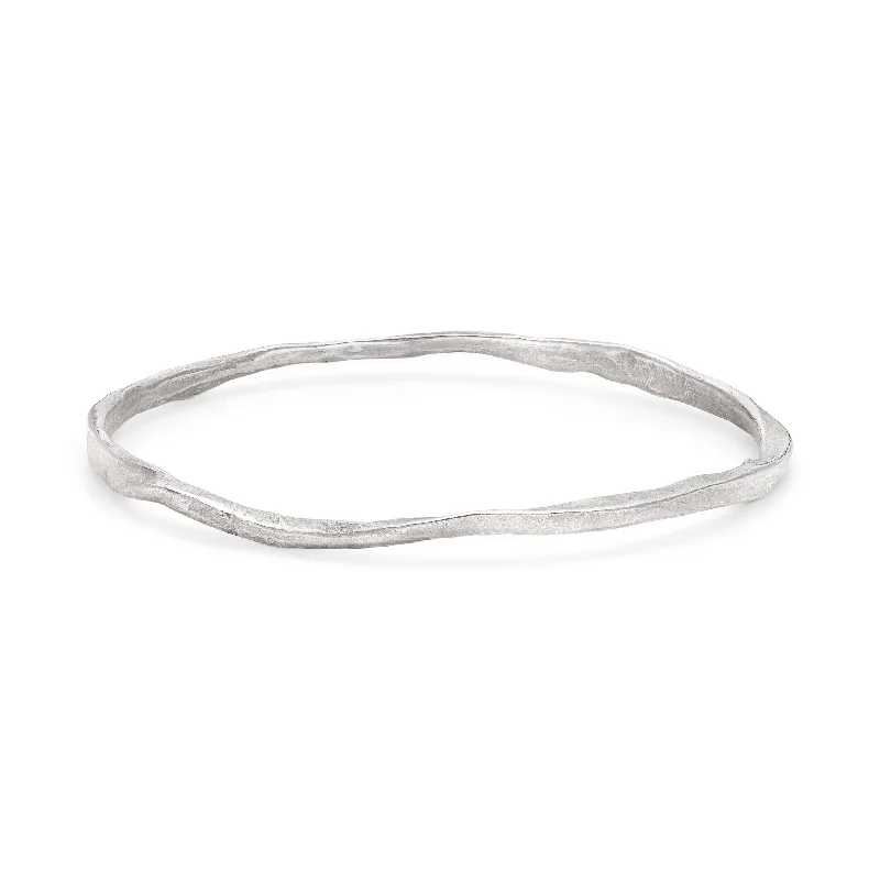 women’s chunky bracelets-Rock Fine Bangle Silver