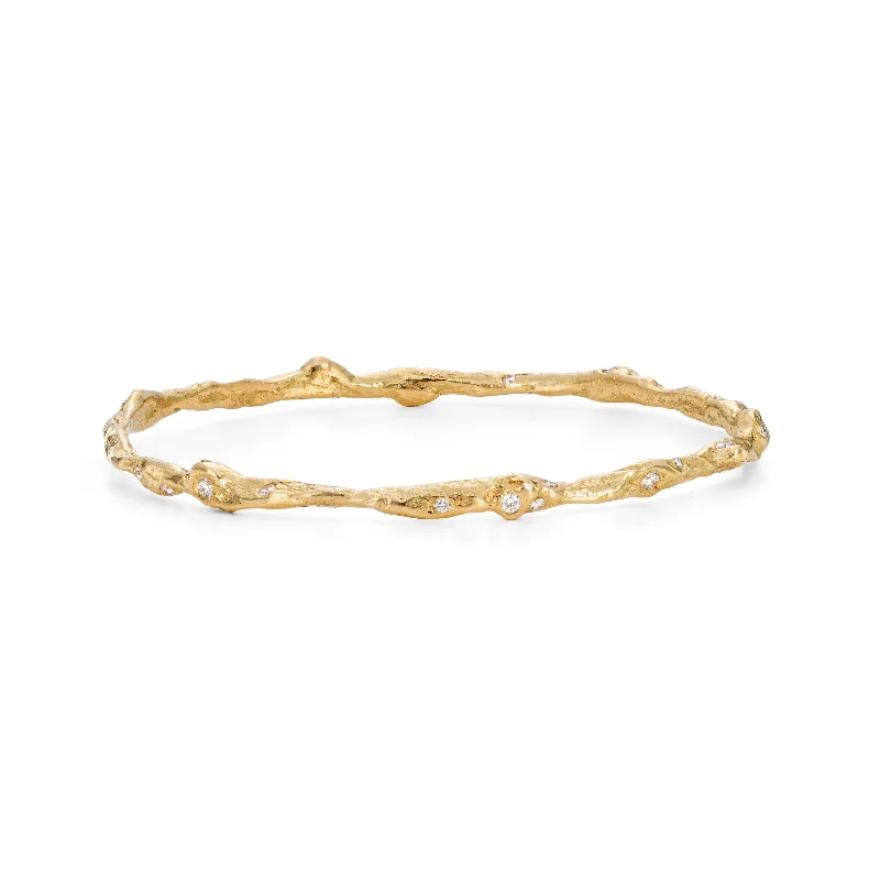 women’s statement bracelets-Crested Diamond Craggy Bangle