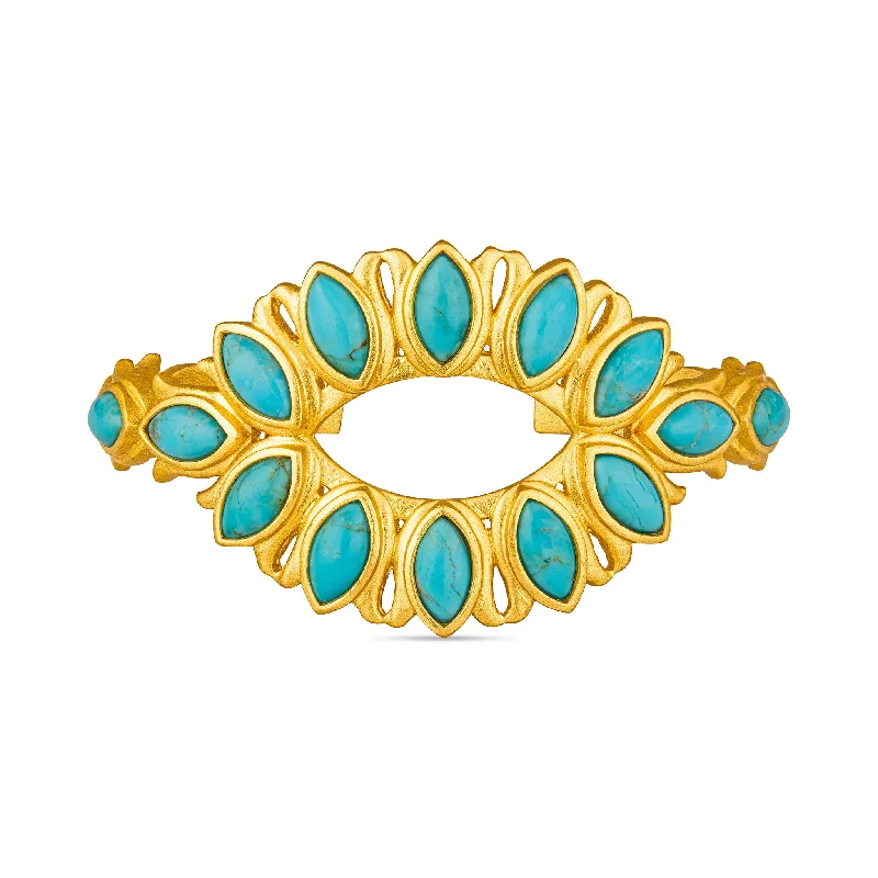 women’s friendship bracelets-Water Lily Cuff - Turquoise