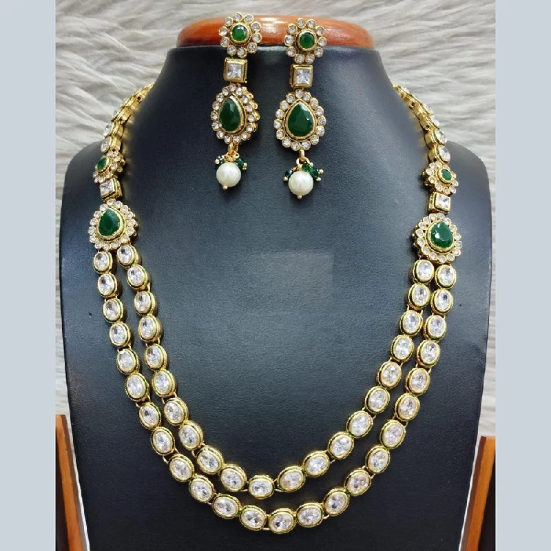 women’s sapphire necklaces-Jain Jewellers Gold Plated Polki Kundan Necklace Set