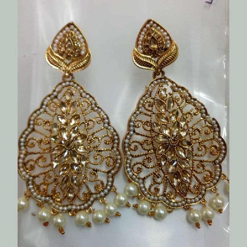 women’s stud earrings-Khushboo Jewellers Gold Plated Crystal Stone And Pearl Dangler Earrings