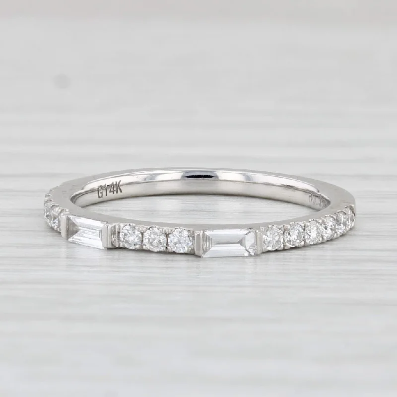 women’s geometric engagement rings-New 0.35ctw Diamond Ring 14k White Gold Wedding Band Stackable Size 6.5