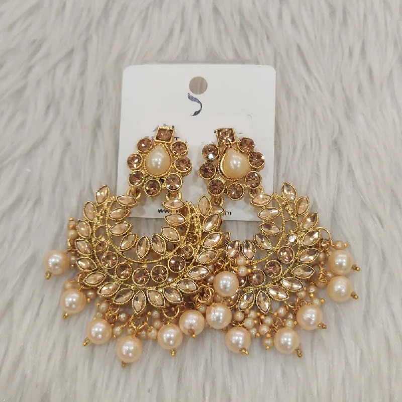 women’s glamorous earrings-Dhwani Gold Plated Crystal Stone Dangler Earrings