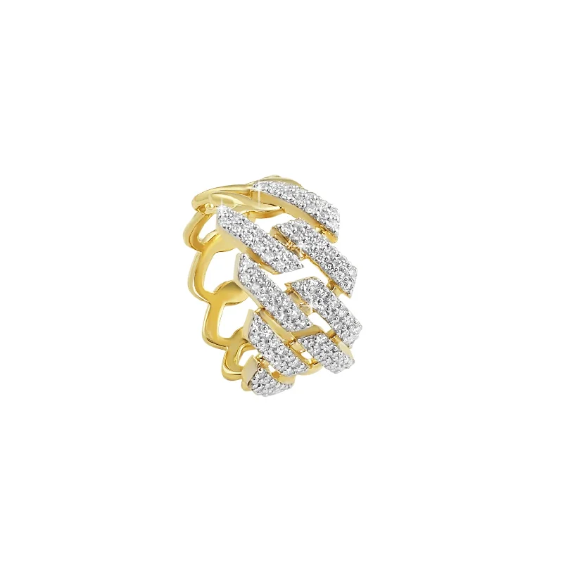 women’s statement engagement rings-Sharp Cuban 1.12cttw Diamond Ring 10K Yellow Gold