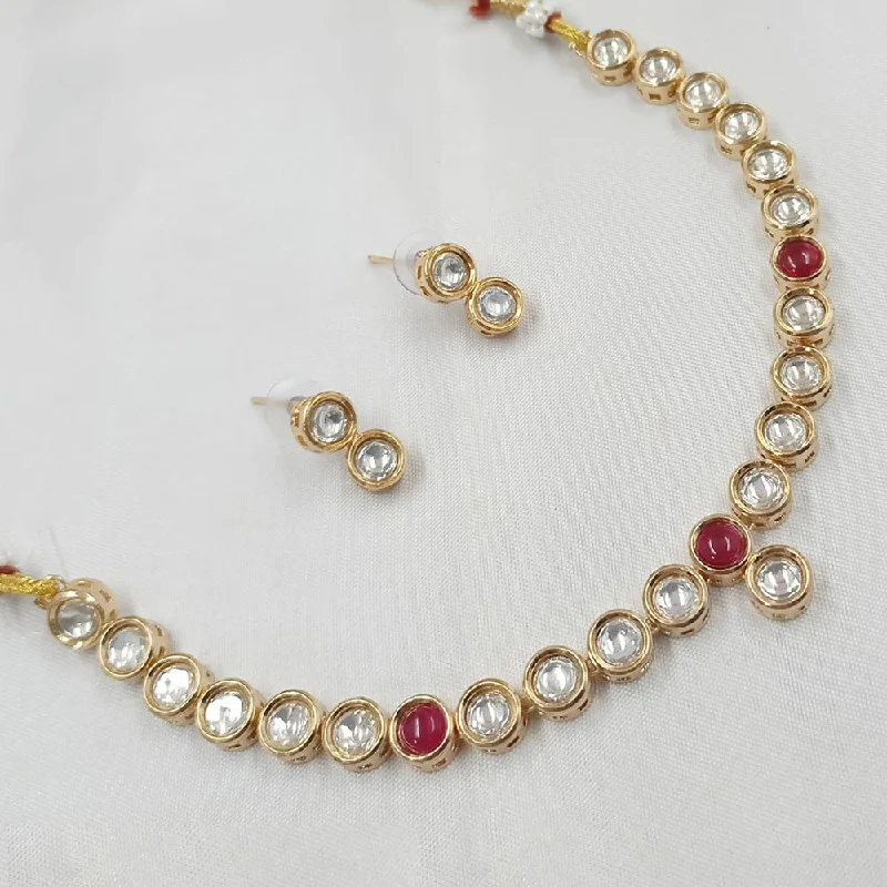 women’s tennis chain necklaces-Padmawati Bangles Gold Plated Kundan Stone Necklace Set